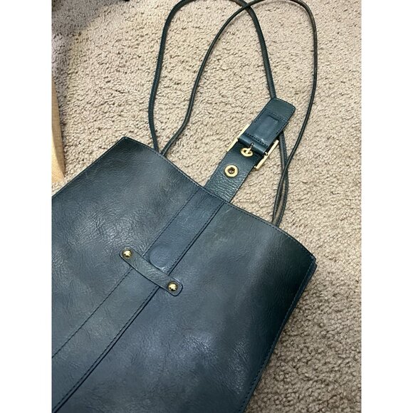 Wilson’s Leather Tote Bag Green Buckle Pebbled Shoulder Purse Y2K Academia Vtg - Picture 7 of 13